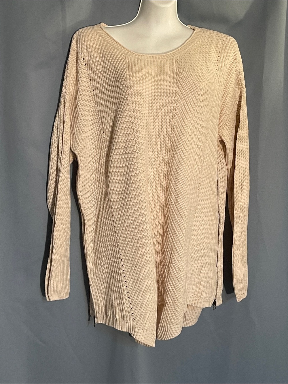 Caslon Cream Crewneck Chevron Knit Sweater
